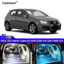 9 шт. Canbus НЕТ ОШИБКА белый внутренний светодиодный свет посылка комплект для 2006-2008 2009 VW Volkswagen Golf 5 Mk 5 GTI Jetta Mk4 интерьер