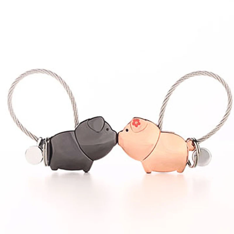 

VJ Sweet Kissing Couples Pig Keychain With Magnetic Key chain Valentine Gifts For Lover