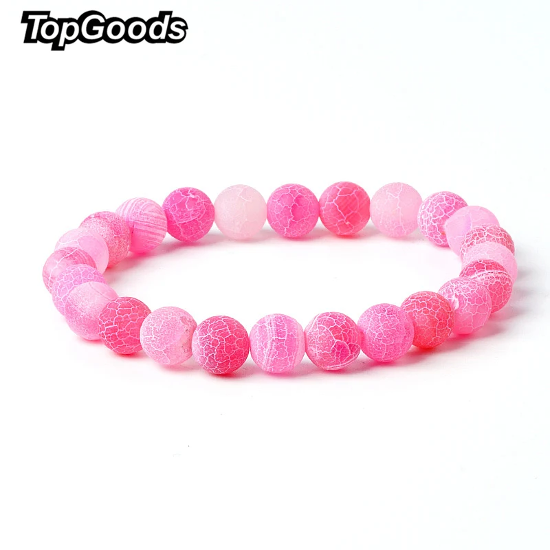 

TopGoods Natural Agate Stone Bracelet Pink Bead Handmade Antique Charms Crystal Bracelet for Women Gemstone Jewelry Bracelets