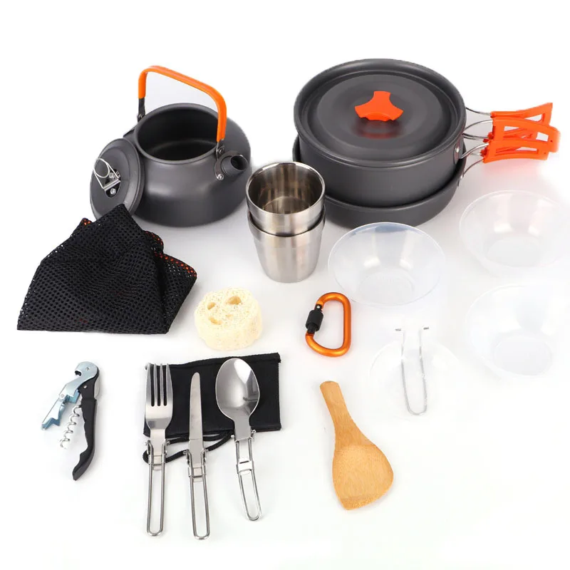 Aotu Camping Cookware Outdoor Cookware Tableware Set Cooking Travel Cutlery Utensils Hiking Picnic Backpacking Camping Pot Pan (3)