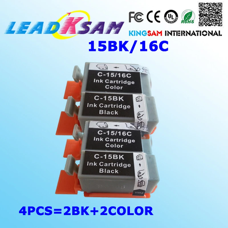 4 шт = 2BK + 2 цвета совместимый картридж с чернилами для BCI-15BK BCI-16C I70 I90 I80 IP90V |