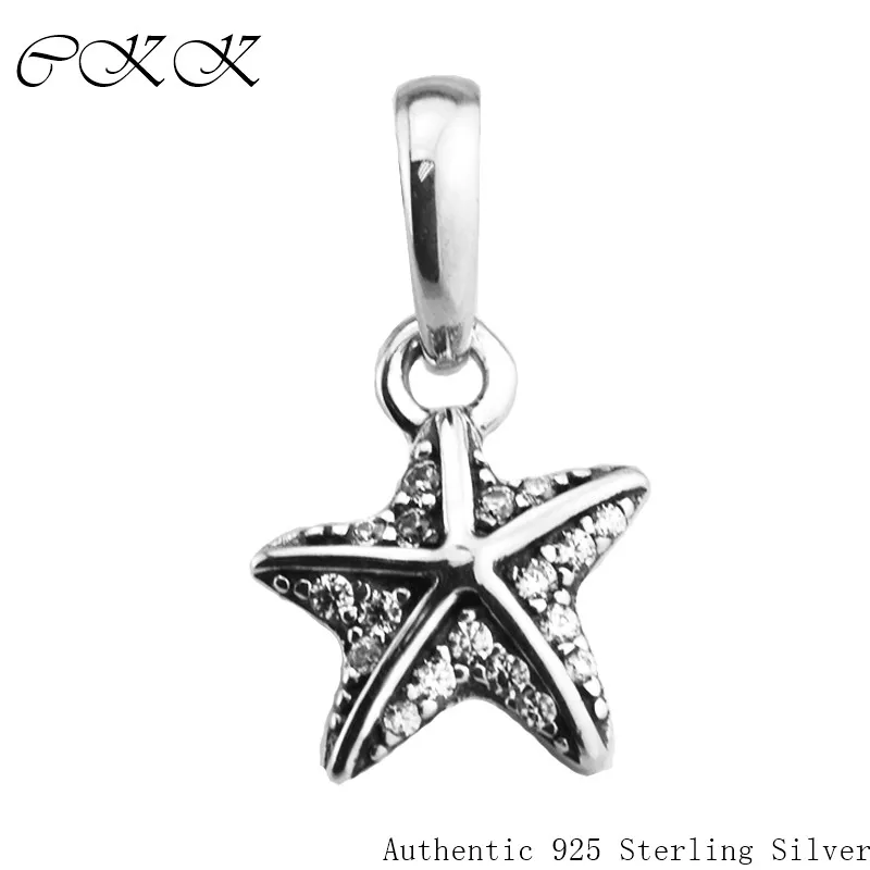 

Tropical Starfish Charm 100% 925 Sterling Silver with Clear Cz Pendant Fit Bracelets & Necklace Diy Fine Jewelry PF578