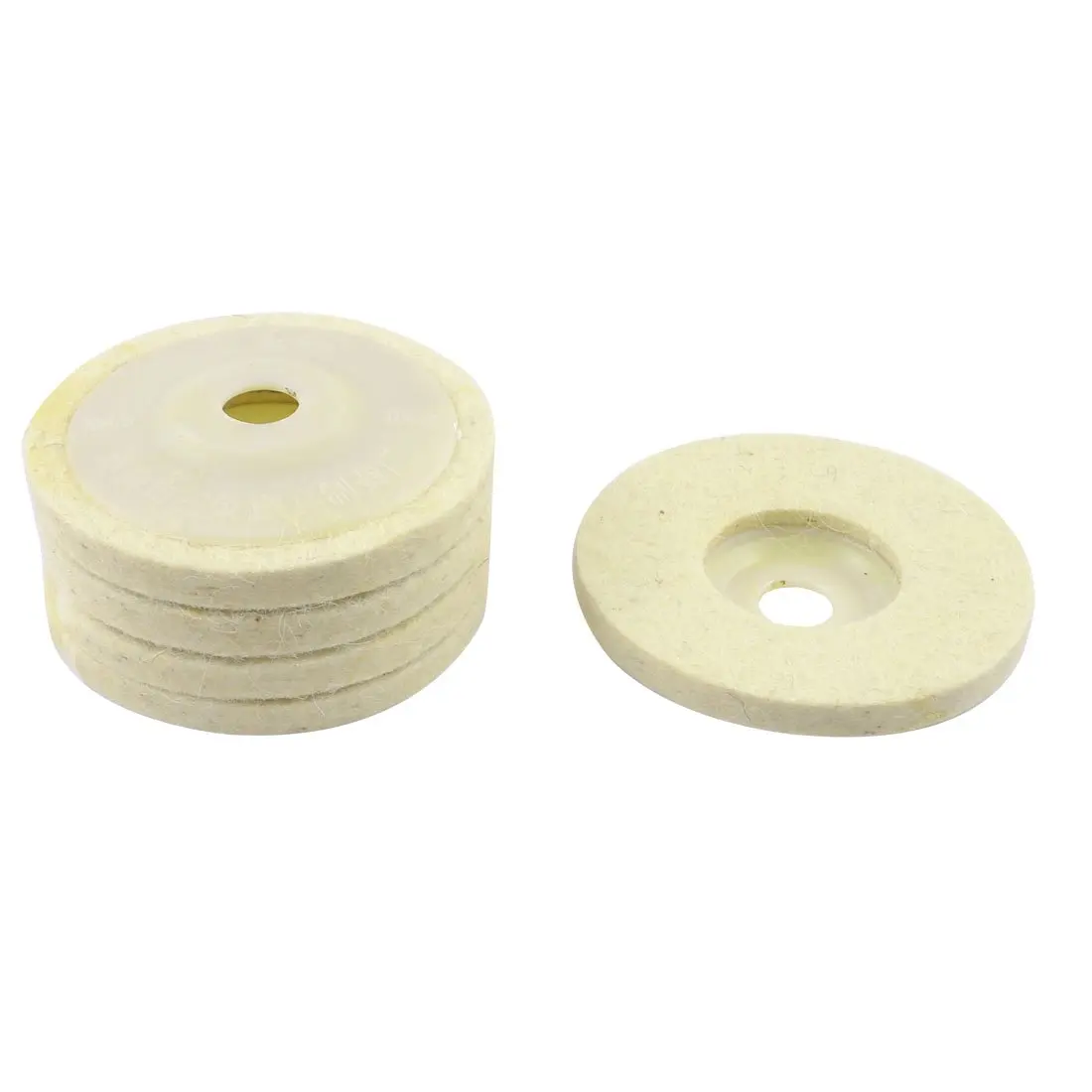 

MYLB-5 Pcs Off White Wool Felt Polishing Disc Wheel Pad 100mm x 10mm x 16mm