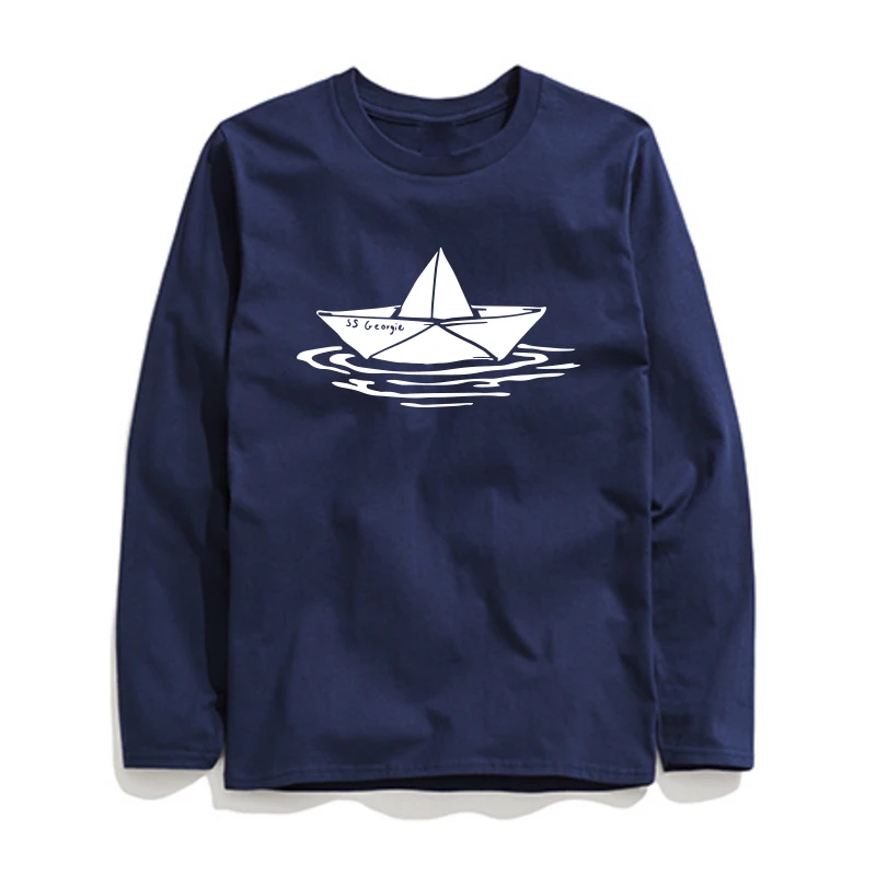 

THE COOLMIND casual cotton cool boat print men t shirt long sleeve summer men tshirt streetwear mens tee shirts