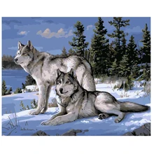 Молека DIY масляная живопись по номерам Kit волки Животные абстрактные картины акрилом на холсте Home Decor Wall работа для Гостиная