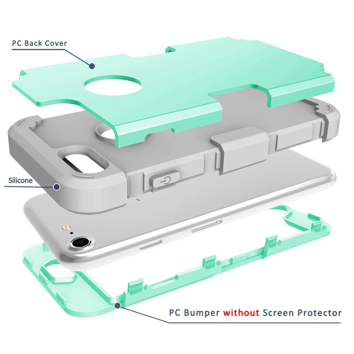 Para Apple iPhone 8 funda protectora a prueba de golpes funda de teléfono híbrida de goma dura armadura de impacto para iPhone 7/8 Plus