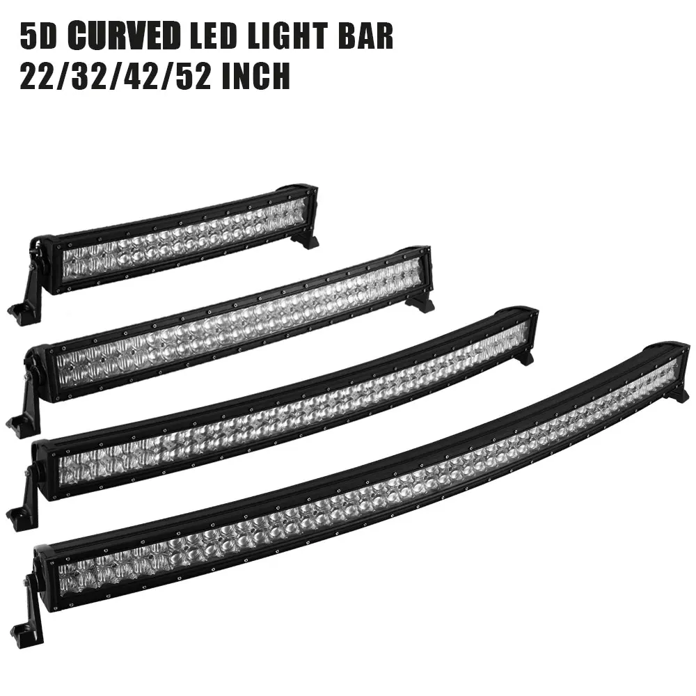 

22 - 52 inch LED Light Bar 5D LED Bar Curved LED Work Light for Car Offroad Truck 4x4 4WD ATV SUV 12V