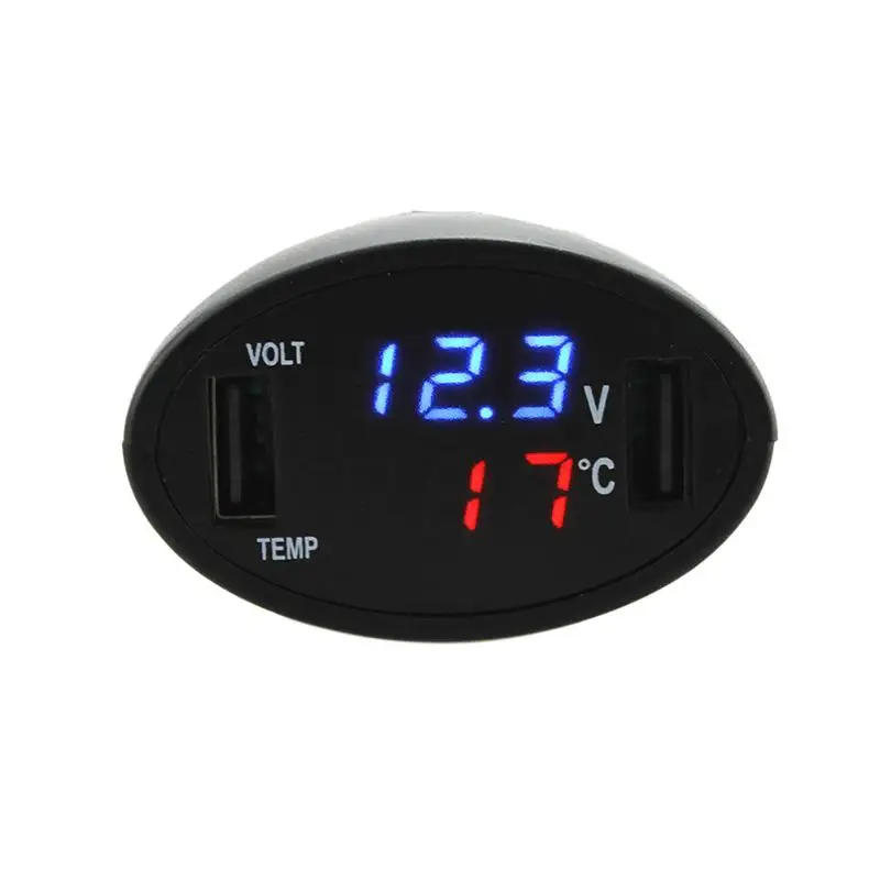 3в1 12 В/24 В измеритель температуры, датчик напряжения, аксессуары для прикуривателя, цифровой светодиодный вольтметр, термометр, автомобильное зарядное устройство USB