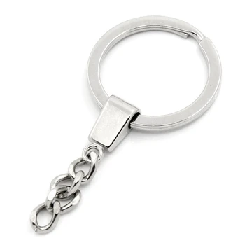 

DoreenBeads Iron Based Alloy Keychain & Keyring Round Silver Color Handmade DIY Making Jewelry Gift Findings 6.2cm x 3cm, 10 PCs