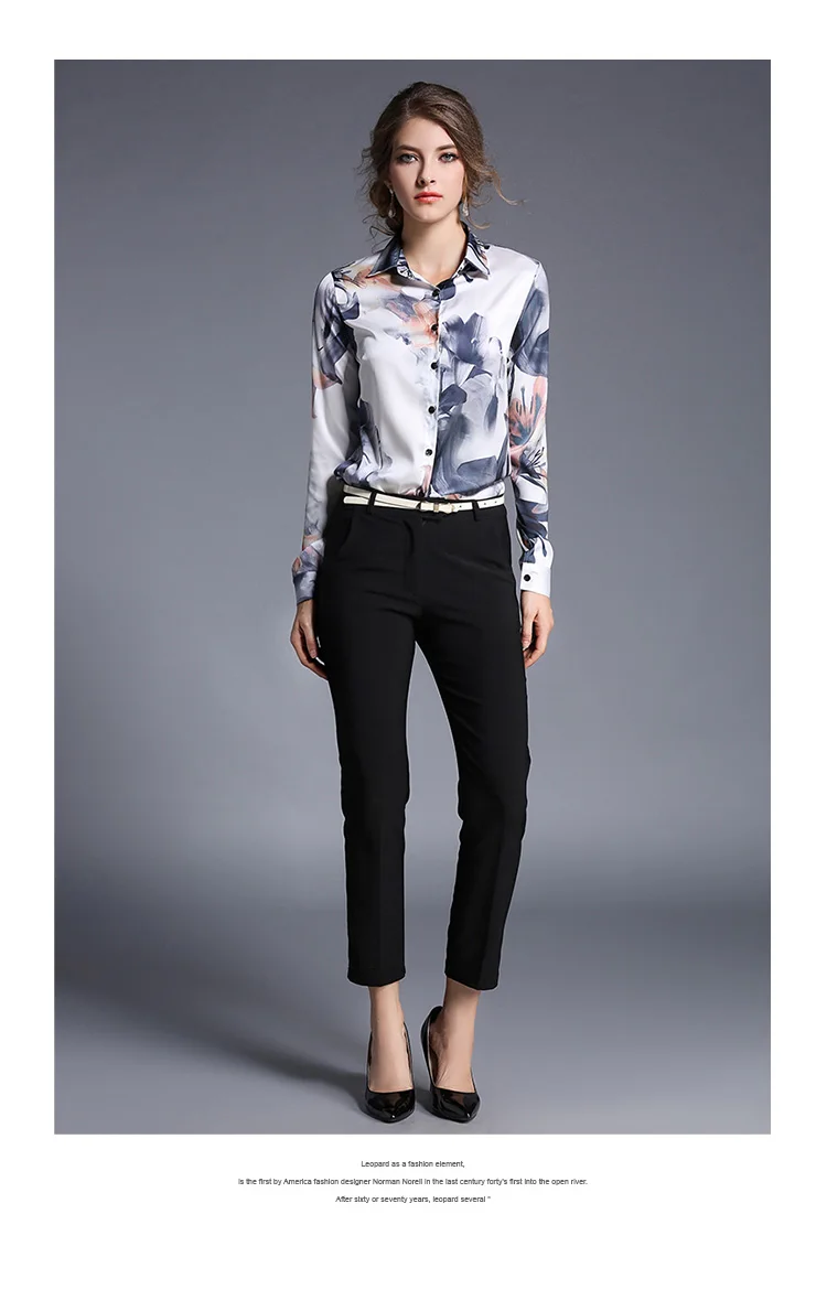 Новое поступление, Женская универсальная облегающая блузка с принтом,Офисная Женская блузка,модная блузка с длинными рукавами 706F 30