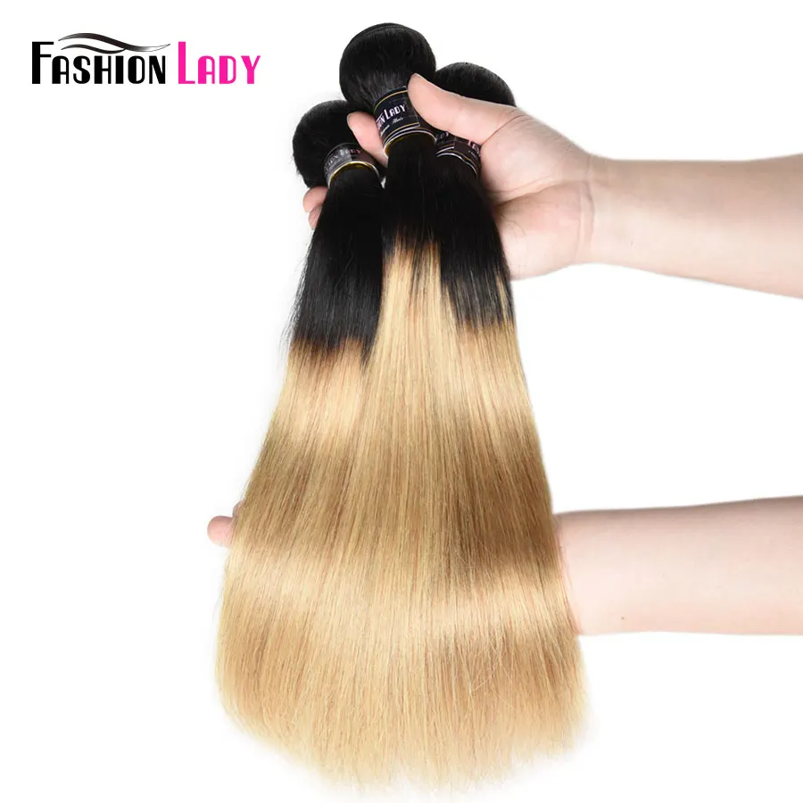 FASHION LADY Pre-Colored Ombre Indian Straight Hair Bundles With Closure 1B/27 3 Pieces Human Hair Bundles With Closure Non-Remy FASHION LADY Pre-Colored Ombre Indian Straight Hair Bundles With Closure 1B/27 3 Pieces Human Hair Bundles With Closure Non-Remy
