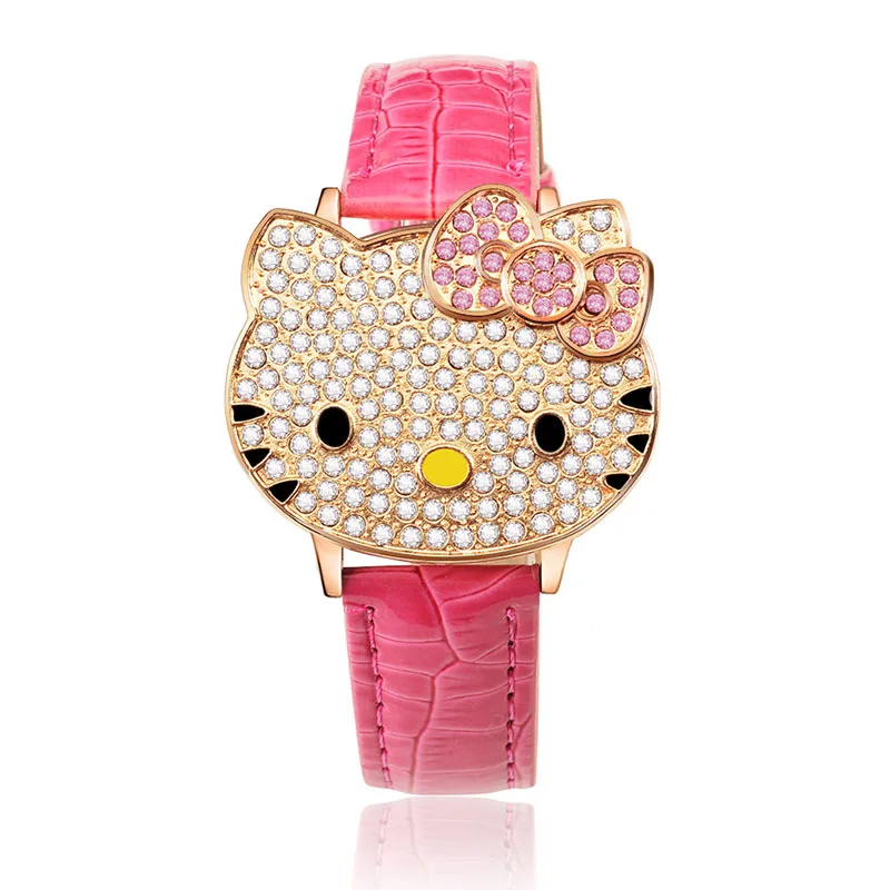 

Fashion Hello Kitty Quartz Watches Children Women Ladies Girl Leather Kids Wrist Watch Clock female relogio feminino 8O97