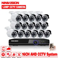 NINNVISION 16CH AHD DVR Hybrid 16*720 P AHD CCTV Наборы камер безопасности Супер Ночное видение Дома Видеонаблюдения Системы NO HDD