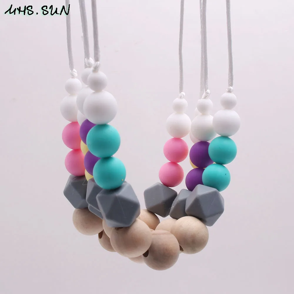 Silicone Teething Necklace Nursing Mom Jewelry Teether Baby Chewy Shower Gifts 