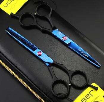 

5.5 inch Brand Jason TOP GRADE Hairdressing Scissors 440C Professional Barbers Cutting Scissors Thinning Shears Hair Scissors