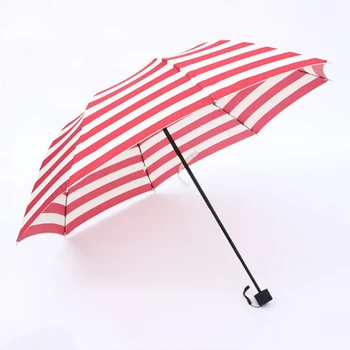 

Women Large Folding Umbrella Three folding Color Stripe Umbrella Female Sunny And Rainy Umbrella Man Travel Windproof Umbrella