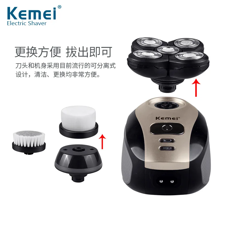Kemei 5 в 1 электробритва Для мужчин Нос волос триммер моющийся 4D плавающим лезвием бритвенная головка бритва триммер для бритья бороды