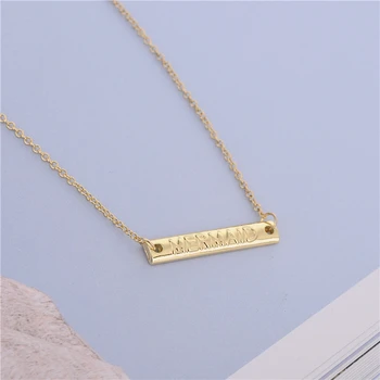 

30pcs/lot 2017 New Simple Bar Pendant Necklace Jewelry Letter Mermaid Necklace Bar necklace In Gift For Friends