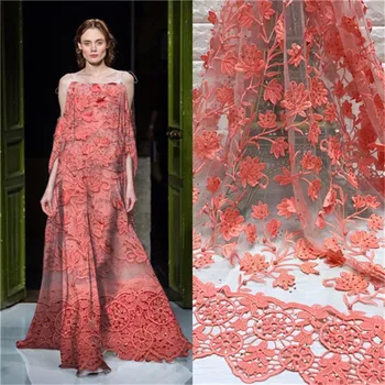

2019 New Arrival High Quality French Tulle Lace fabrics Guipure Embroidered African French Lace Fabric For Wedding Dress