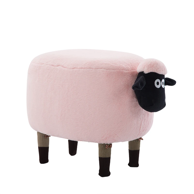 Розовая овечья форма креативная деревянная табуретка для ног крепкая для хранения/моющаяся скамейка для обуви диван с деревянными ножками многоцветный