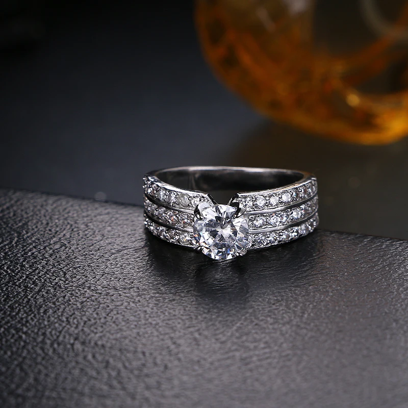 Emmaya романтическое очаровательное высококачественное циркониевое женское кольцо на палец Настоящее Белое Золото цветное кристаллическое кольцо свадебный подарок