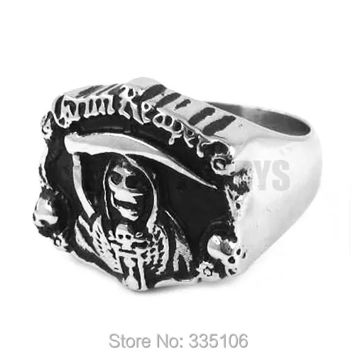 

Classic Grim Reaper Skull Ring Stainless Steel Jewelry Classic Hell Death Skull Motor Biker Men Ring Wholesale SWR0315A