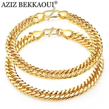AZIZ BEKKAOUI модные цепочка золотистого цвета цепи браслеты для мужчин для женщин Горячая пара вечерние изделия партии подарки 18 см 20,5