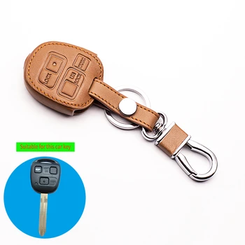 

Hot sale car-cover 100% genuine leather car key cover for Toyota Tarago RAV4 Corolla Camry ,3 Button leather car remote key case