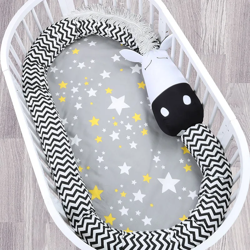 Muslinlife New Arrival Baby Bed Bumper Crib Bumper Lovely Zebra Fox Unicorn Bumpers Cute Cartoon Baby Cushion Lenght 3 Meters