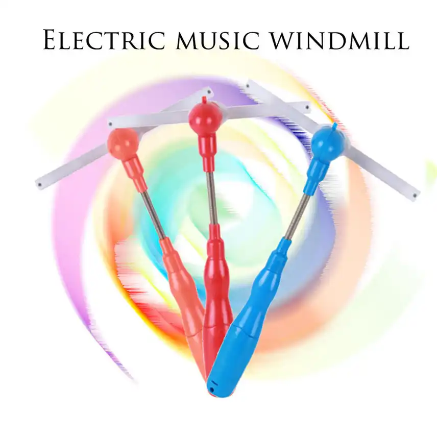 1 Rosa LED intermitente Spinning Molino Luz Juguete Música resplandor Varita molinos de viento