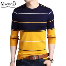 Mwxsd High Quality Casual Sweater men winter O-Neck Sweaters  Striped Slim Fit Knitting Mens Sweaters And Pullovers Men Pullover