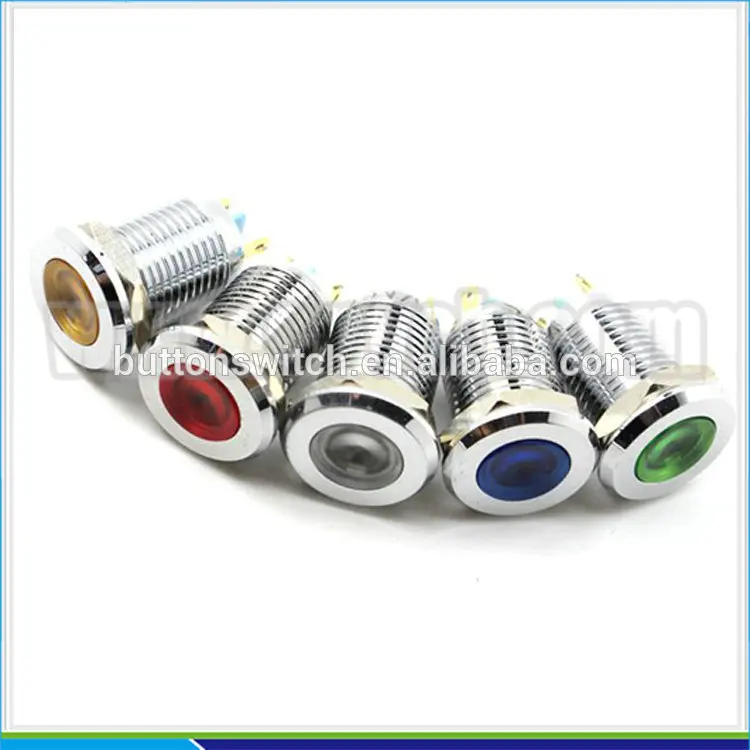 IN10 12mm waterproof indicator light pilot lamp flat round signal lamp IP67