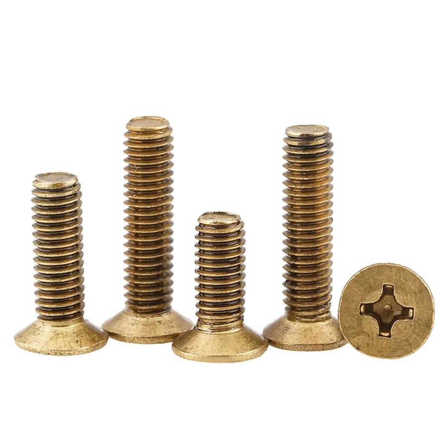 10/20/50Pcs Brass Flat Head Screw M2 M2.5 M3 M4 M5 M6 Brass Cross