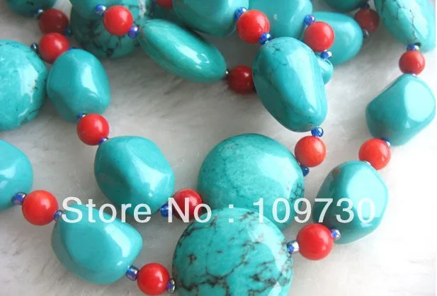 

Jewelry 0011975 turquoise coral green coin necklace 47 " nature