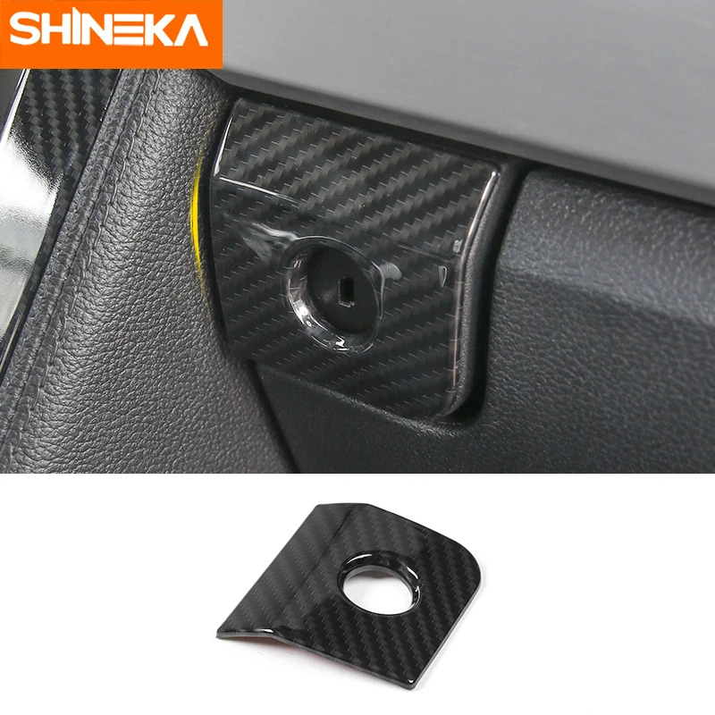 

SHINEKA Carbon Fiber Grain ABS Car Armrest Storage Box Switch Button Frame Trim Stickers Fit For Ford Mustang 2015+ Accessories