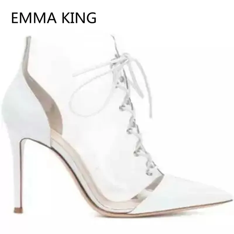 tied À As Lacets as Hauts Pointu Mode Pour Sexy Printemps Caoutchouc Bottines Pvc En Femmes Picture Bottes Pluie Talons Shown Croix Bout De Chaussures Femme In Picture Transparent vN0ym8nwO