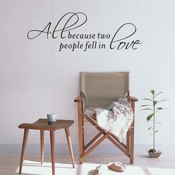 

Bedroom Wall Sticker Decor Decal Art All Because Two People Fell In Love Lettering Quotes For Wedding Decoration