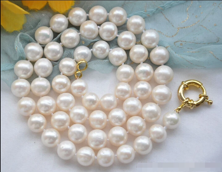 

Free shipping >>>>>z5543 24" 11mm white round freshwater cultured pearl necklace