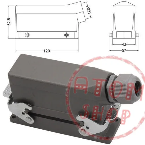 

HDC-HE-024 rectangular insert Heavy Duty Connectors 16A 24 core Aviation hot runner connector plug