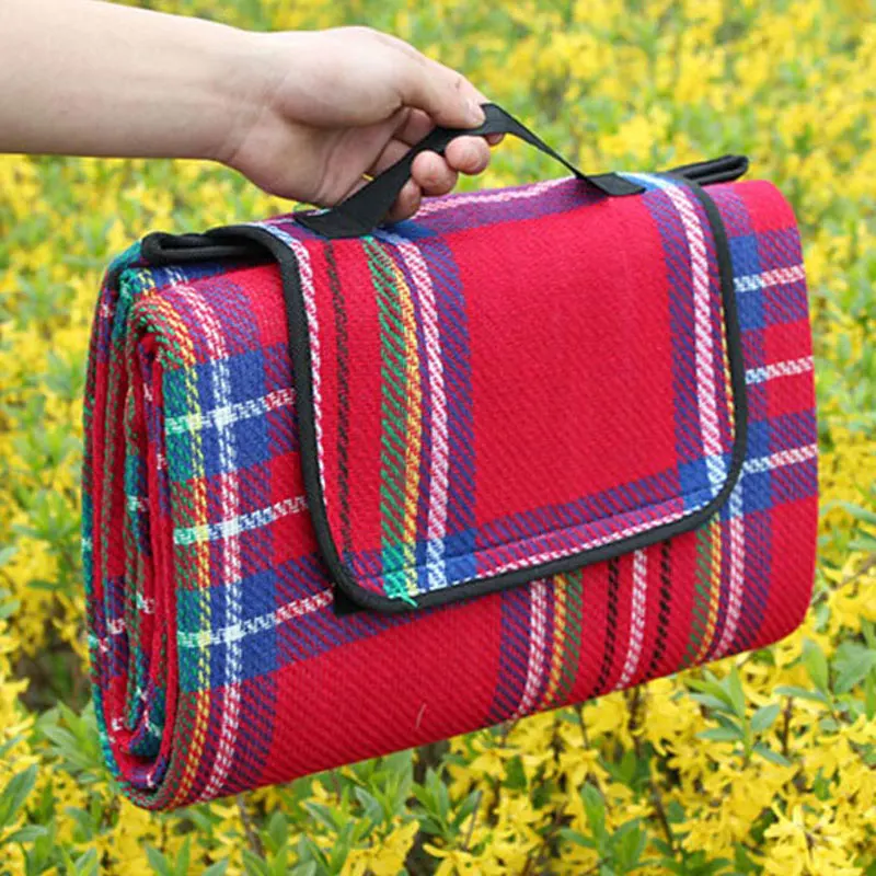 Portable Plaid Beach Mat Blanket Foldable Climb Outdoor Waterproof