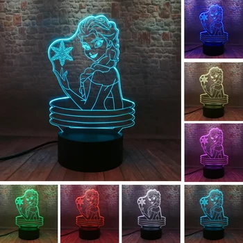 

Amroe 3D Snow Queen Elsa Magic Snowflake 7 Color Change Night Light Girls Bedside Bedroom Decor Xmas Cute Girl Birthday Gifts