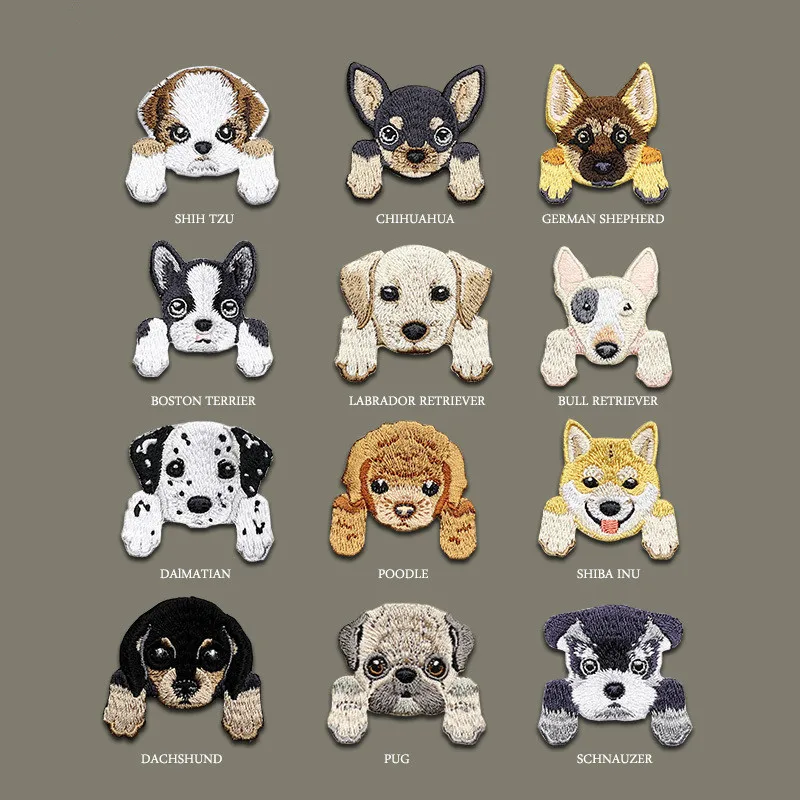 

12PCs Mixed Iron On Patches For Clothing Embroidery Dog Patch Summer Fabric Badge Stickers For Clothes Jeans Decoration