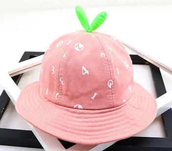 

Baby hat Korean Basin Cap Spring New Children Shade Fisherman Hat Foldable Solid Color letter printed newborn photography props