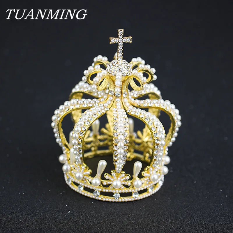 

Baroque Gold Silver Big Pearl Royal Queen Crowns Bridal Tiara Wedding Pearl Crown Hair Jewelry Accessories For Women Bride