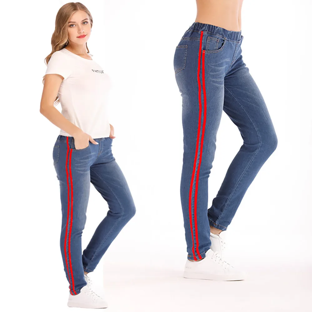 Женские брюки-карандаш со средней талией, зимние Стрейчевые базовые обтягивающие джинсы, женские джинсовые брюки больших размеров, женские хлопковые брюки#0225