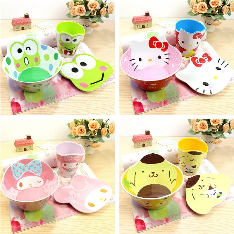 1 sets Kitchen Cartoon characters bowl Melamine font b salad b font bowl plates dishes cups
