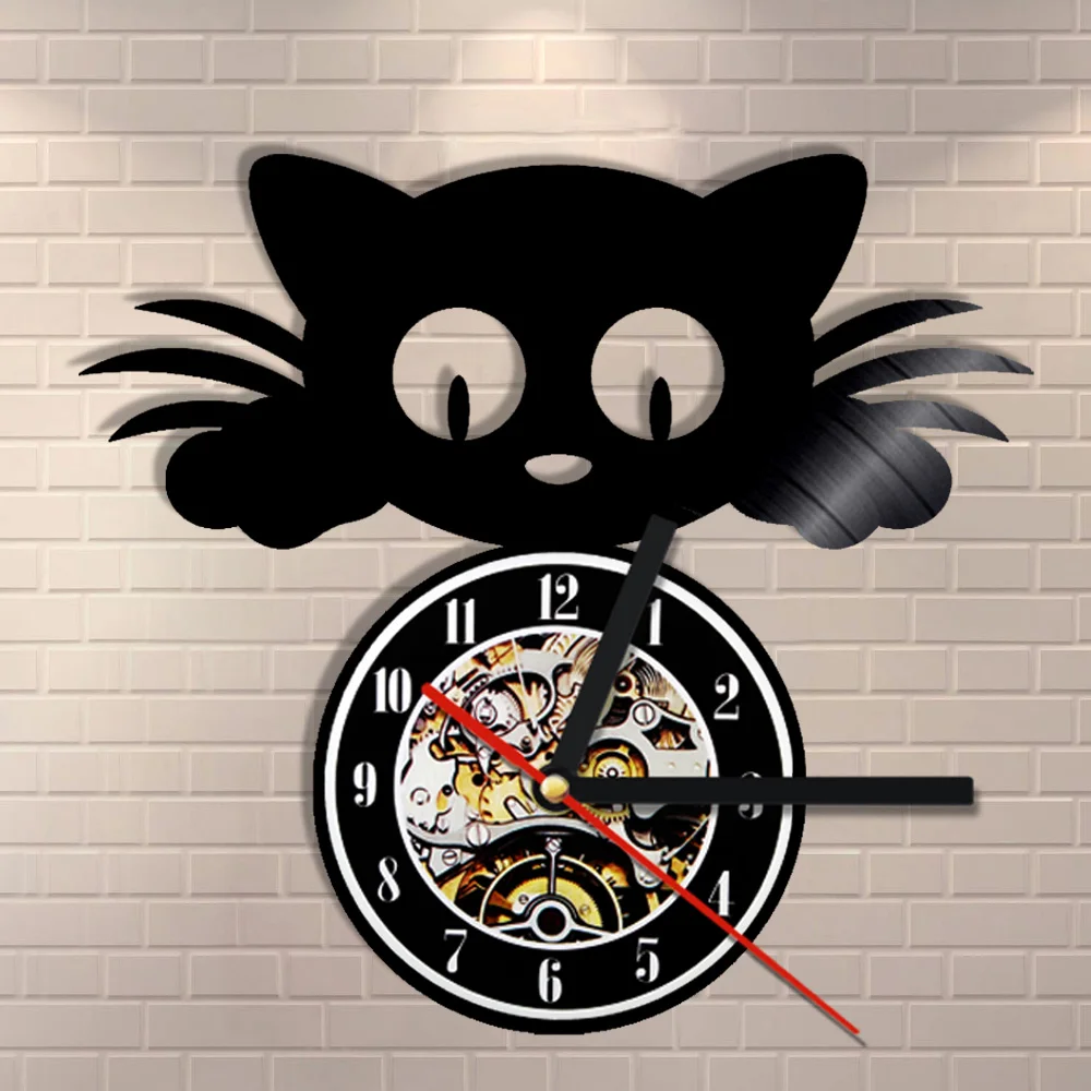 12 дюймов креативный милый я люблю кошек эксклюзивные настенные часы из виниловой пластинки домашний декор художественный подарок 1 шт персонализированный