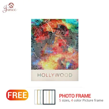 

Diamond Painting Full Square/Round Diamond Painting HOLLYWOOD City Map Mosaic Rhinestone Embroidery Home Decoration