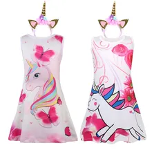 MUABABY kızlar Unicorn gece elbisesi yaz kolsuz karikatür Unicornio gecelik çocuk serin pijama çocuklar kız pijama kıyafet