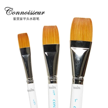 

USA Connoisseur water color painting Brush arte pinceles Flat Watercolor Pen Gold Nylon Mix Goat Hair Series Flat paint